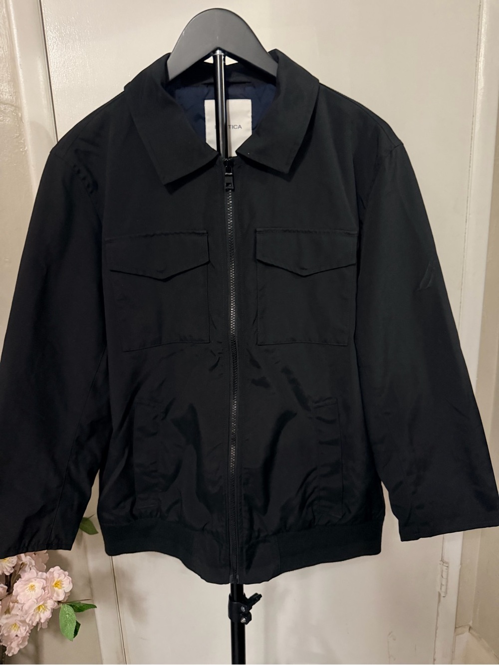 Nautica Black Lightweight Zip-Front Jacket